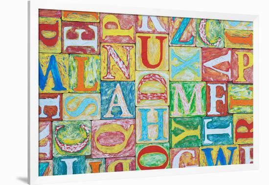 Collage Made of Colorful Alphabet Letters-Tuja66-Framed Photographic Print