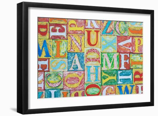 Collage Made of Colorful Alphabet Letters-Tuja66-Framed Photographic Print