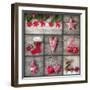 Collage of Christmas Photos over Grey Wood Background-egal-Framed Photographic Print