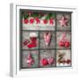 Collage of Christmas Photos over Grey Wood Background-egal-Framed Photographic Print