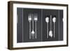 Collage of Cutlery Images on Rustic Style Background-Veneratio-Framed Photographic Print