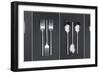 Collage of Cutlery Images on Rustic Style Background-Veneratio-Framed Photographic Print