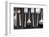 Collage of Cutlery Images on Rustic Style Background-Veneratio-Framed Photographic Print