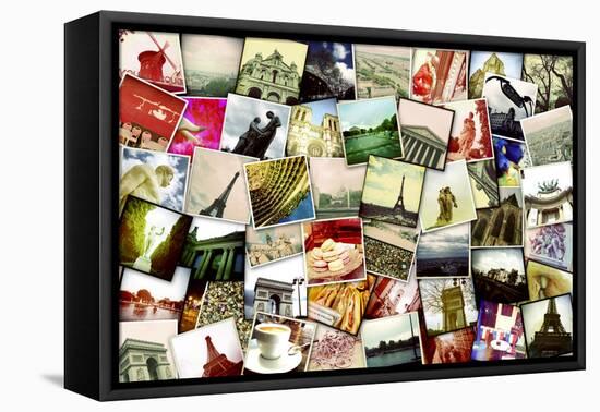 Collage of Different Snapshots of Different Landmarks and Scenes of Paris with Filter Effect-nito-Framed Stretched Canvas