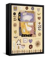 Collage of Flowers and Farm House with Pig and Goose in Center-Hope Street Designs-Framed Stretched Canvas