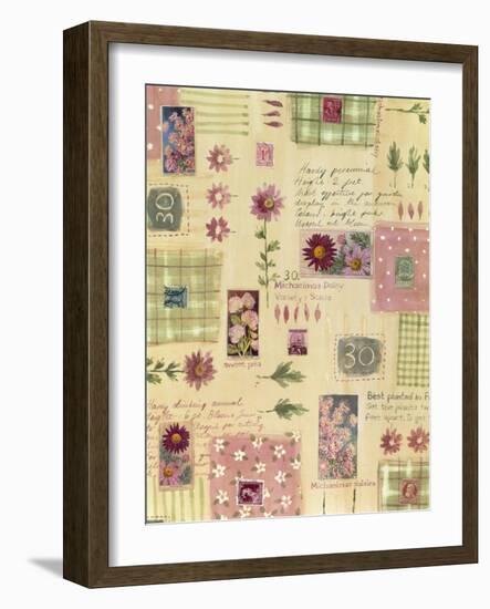 Collage of Flowers and Scraps of Material-Hope Street Designs-Framed Giclee Print