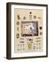 Collage of Flowers, Fish, Mice and Yarn-Hope Street Designs-Framed Giclee Print