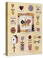 Collage of Gardening Items with a Butterfly in Center-Hope Street Designs-Stretched Canvas