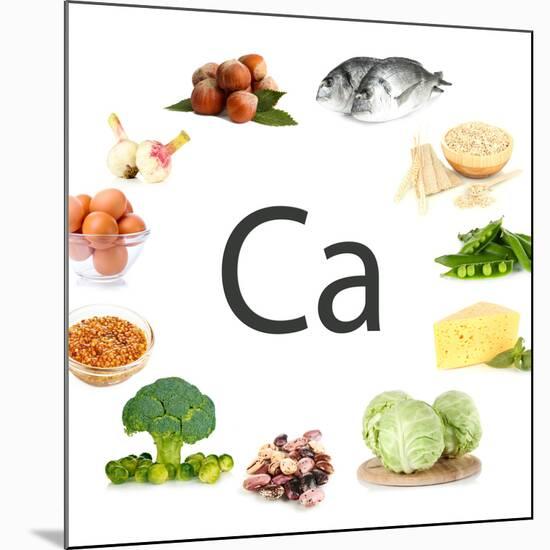 Collage Of Products Containing Calcium-Yastremska-Mounted Art Print