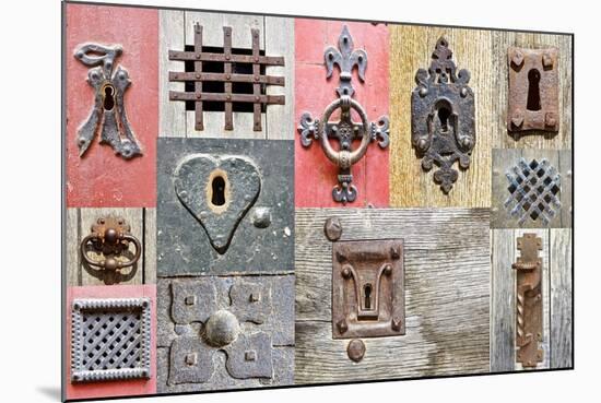 Collage Of The Fragments Old Doors-plotnikov-Mounted Art Print