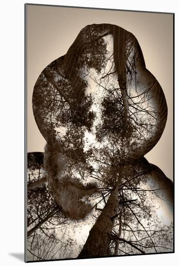 Collage of the Man in A Hat and Trees-metrs-Mounted Photographic Print