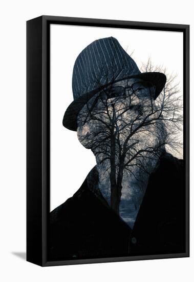 Collage of the Man in Eyepieces and A Tree-metrs-Framed Stretched Canvas
