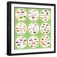 Collage Of Various Food Products Containing Vitamins-Yastremska-Framed Art Print