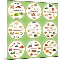 Collage Of Various Food Products Containing Vitamins-Yastremska-Mounted Art Print