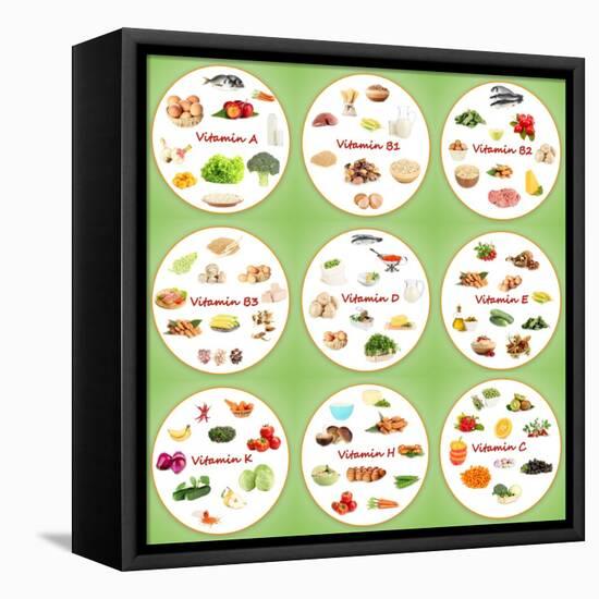 Collage Of Various Food Products Containing Vitamins-Yastremska-Framed Stretched Canvas