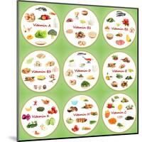 Collage Of Various Food Products Containing Vitamins-Yastremska-Mounted Art Print