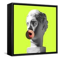 Collage with Plaster Head Model and Female Portrait. Modern Design. Contemporary Colorful Art Colla-master1305-Framed Stretched Canvas