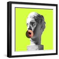 Collage with Plaster Head Model and Female Portrait. Modern Design. Contemporary Colorful Art Colla-master1305-Framed Photographic Print