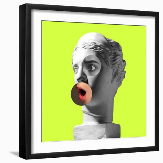 Collage with Plaster Head Model and Female Portrait. Modern Design. Contemporary Colorful Art Colla-master1305-Framed Photographic Print