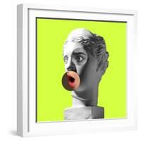 Collage with Plaster Head Model and Female Portrait. Modern Design. Contemporary Colorful Art Colla-master1305-Framed Photographic Print