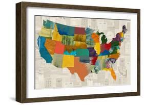 Collaged US Map-THE Studio-Framed Giclee Print