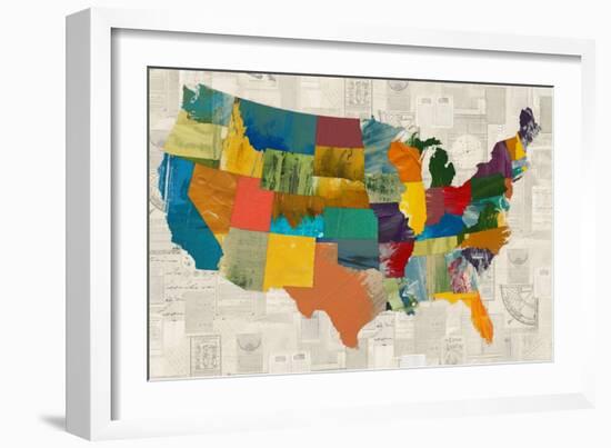 Collaged US Map-THE Studio-Framed Giclee Print