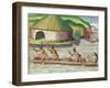 Collecting Crops for the Communal Storehouse, from "Brevis Narratio.."-Jacques Le Moyne-Framed Giclee Print