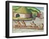 Collecting Crops for the Communal Storehouse, from "Brevis Narratio.."-Jacques Le Moyne-Framed Giclee Print