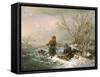 Collecting Firewood on a Winter's Day-Ludwig Mecklenburg-Framed Stretched Canvas