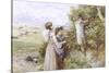Collecting Flowers-Myles Birket Foster-Stretched Canvas