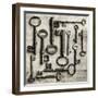Collection of Antique Keys in a Square-Tom Quartermaine-Framed Giclee Print