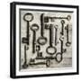 Collection of Antique Keys in a Square-Tom Quartermaine-Framed Giclee Print