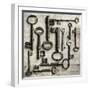 Collection of Antique Keys in a Square-Tom Quartermaine-Framed Giclee Print