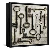 Collection of Antique Keys in a Square-Tom Quartermaine-Framed Stretched Canvas