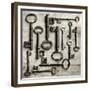 Collection of Antique Keys in a Square-Tom Quartermaine-Framed Giclee Print