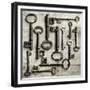 Collection of Antique Keys in a Square-Tom Quartermaine-Framed Giclee Print