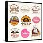 Collection of Bakery, CAKES and PIZZA Badges and Labels-Dejan Brkic-Framed Stretched Canvas