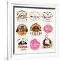 Collection of Bakery, CAKES and PIZZA Badges and Labels-Dejan Brkic-Framed Art Print