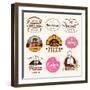 Collection of Bakery, CAKES and PIZZA Badges and Labels-Dejan Brkic-Framed Art Print