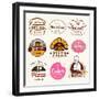 Collection of Bakery, CAKES and PIZZA Badges and Labels-Dejan Brkic-Framed Art Print