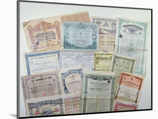 Collection of Bond Certificates, Early 20th Century (Colour Litho)-French-Mounted Premium Giclee Print