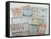 Collection of Bond Certificates, Early 20th Century (Colour Litho)-French-Framed Stretched Canvas