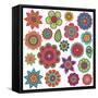 Collection of Doodle Style Flowers or Mandalas-Pink Pueblo-Framed Stretched Canvas