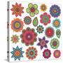 Collection of Doodle Style Flowers or Mandalas-Pink Pueblo-Stretched Canvas