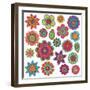 Collection of Doodle Style Flowers or Mandalas-Pink Pueblo-Framed Premium Giclee Print