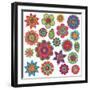Collection of Doodle Style Flowers or Mandalas-Pink Pueblo-Framed Premium Giclee Print
