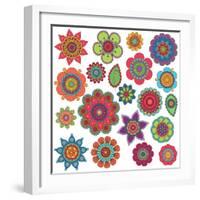 Collection of Doodle Style Flowers or Mandalas-Pink Pueblo-Framed Premium Giclee Print