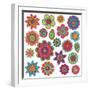 Collection of Doodle Style Flowers or Mandalas-Pink Pueblo-Framed Premium Giclee Print