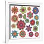 Collection of Doodle Style Flowers or Mandalas-Pink Pueblo-Framed Premium Giclee Print