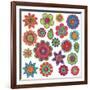 Collection of Doodle Style Flowers or Mandalas-Pink Pueblo-Framed Premium Giclee Print